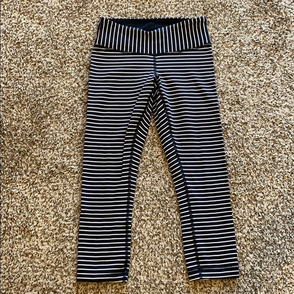 lululemon athletica Pants - Lululemon crop leggings. Black and white stripe.